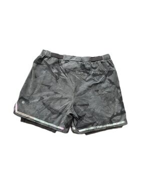 Lululemon Men's Surge Lined Shorts, 6" Bold Lines, Spray Dye Gray/Black.